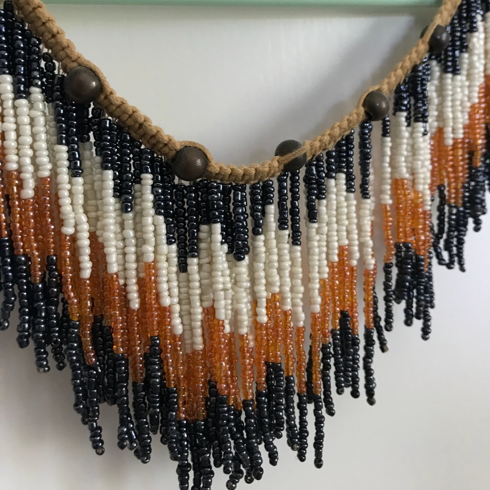 Free People beaded fringe necklace